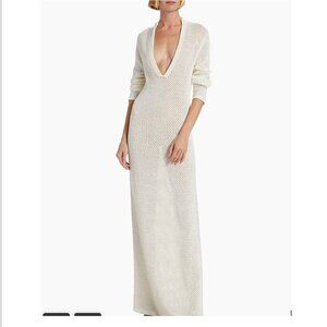 Nili Lotan Zera Cotton V-Neck Maxi Sweaterdress Medium NEW w/t
